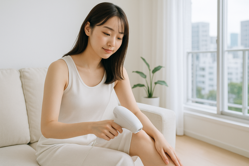 家庭用脱毛器を使用する日本人女性